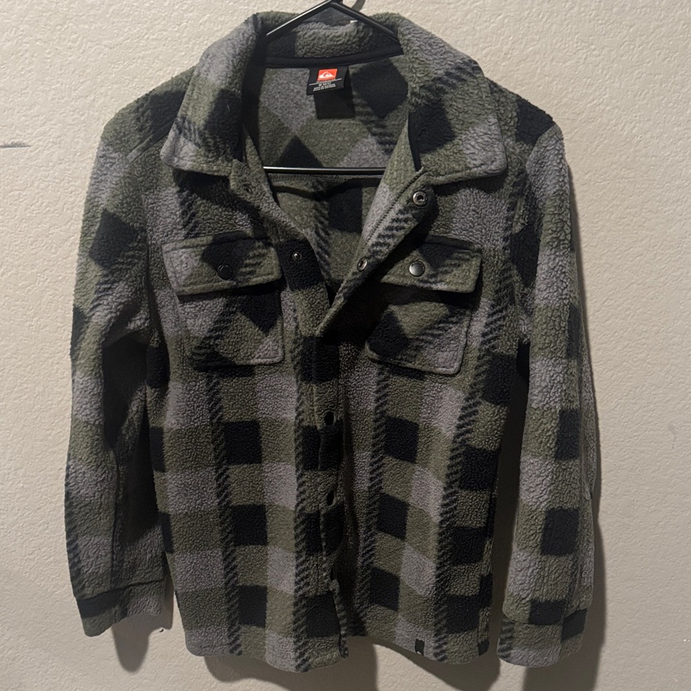 Quicksilver boys Black and Gray Checkered Jacket